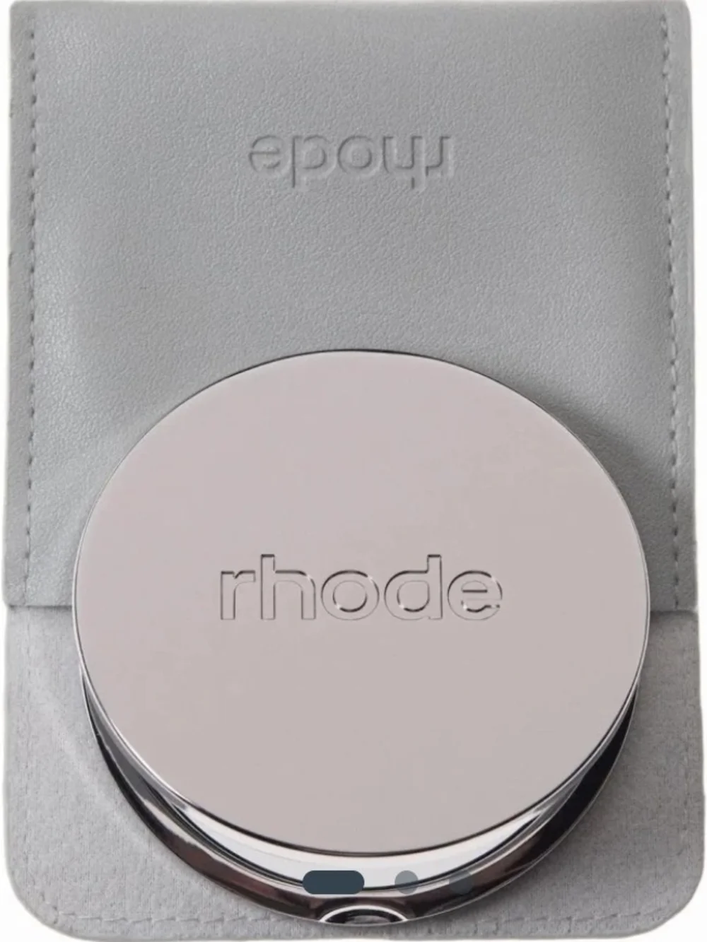 RHODE Silver Compact Mirror with Gray Case NEW